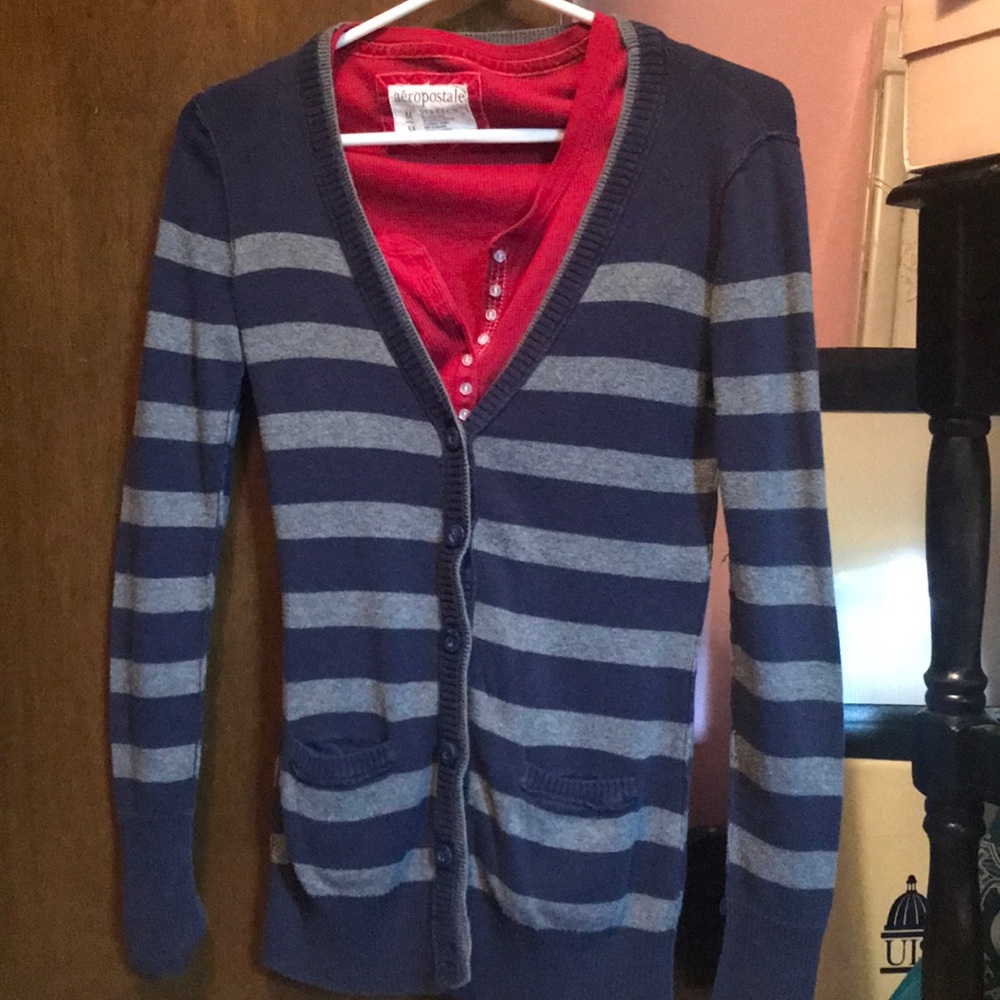 Red and Blue layered sweaters